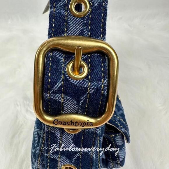 Coach Coachtopia Cargo Shoulder Bag In Signature Denim CCX90 Rainbow NWT - Picture 10 of 12